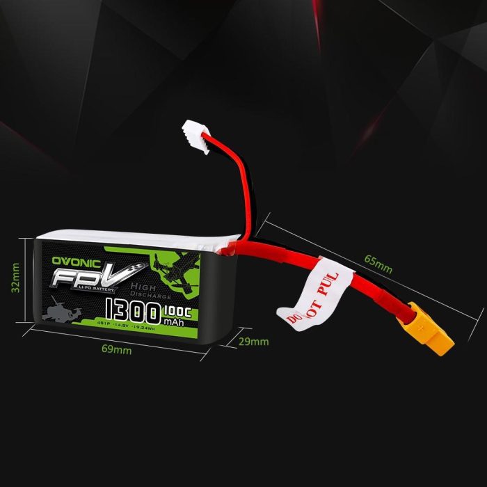 Batería LiPo OVONIC 14.8V 4S 1300mAh 100C con XT60