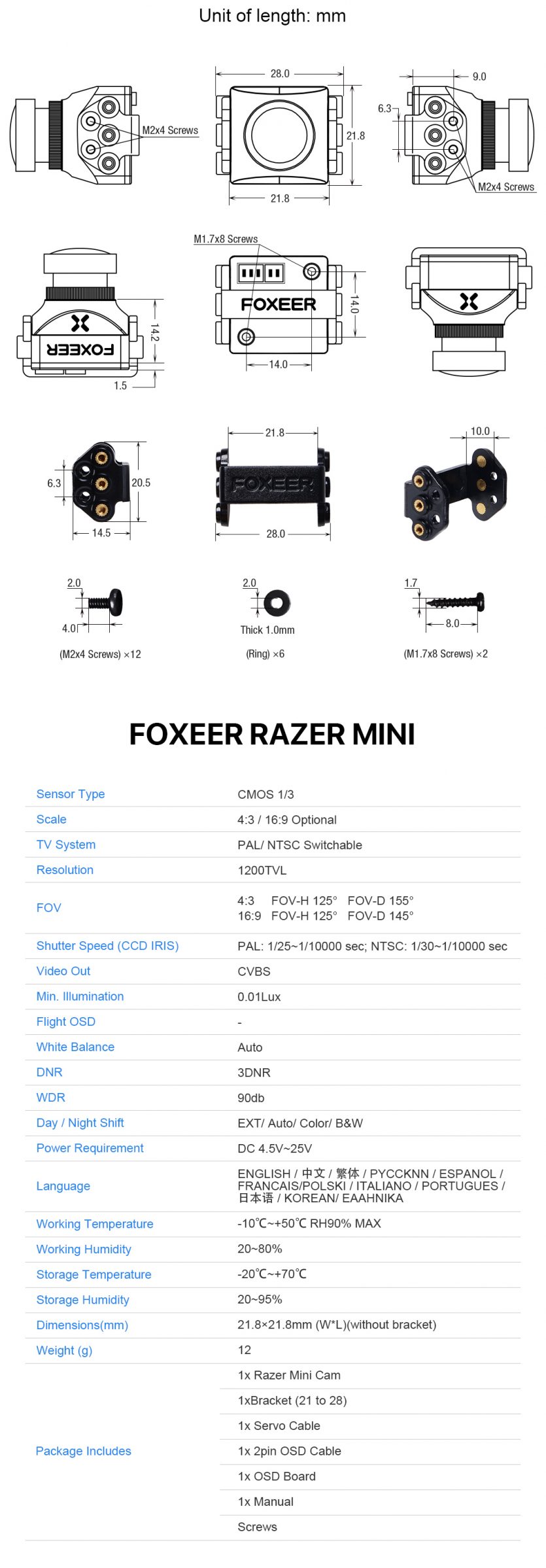Foxeer-Razer-Mini-estandar-1200TVL-FPV