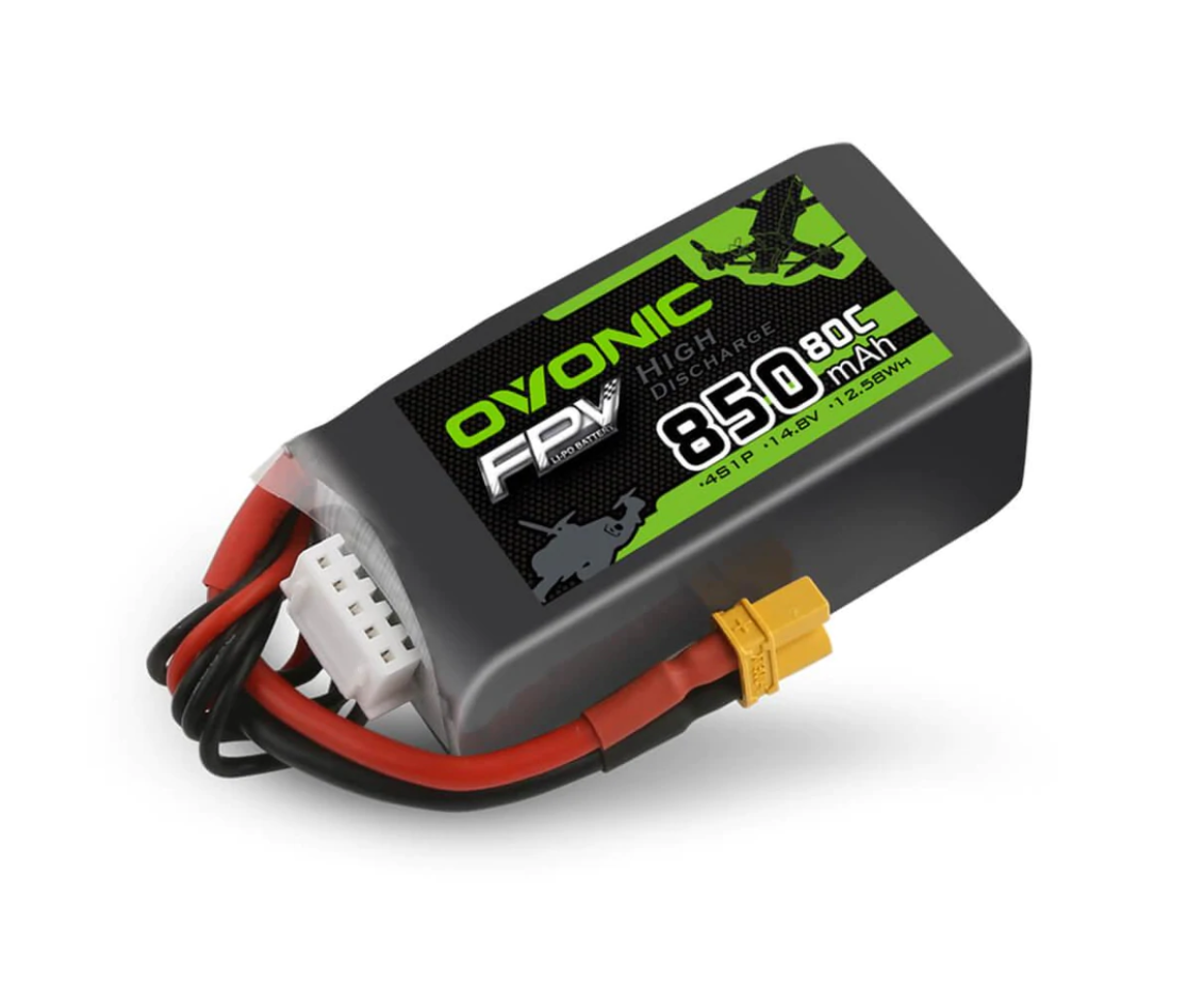 4x OVONIC 11.1V 80C 3S 450mAh Lipo Battery With XT30 Connector – For Micro Drone/Whoop/FPV