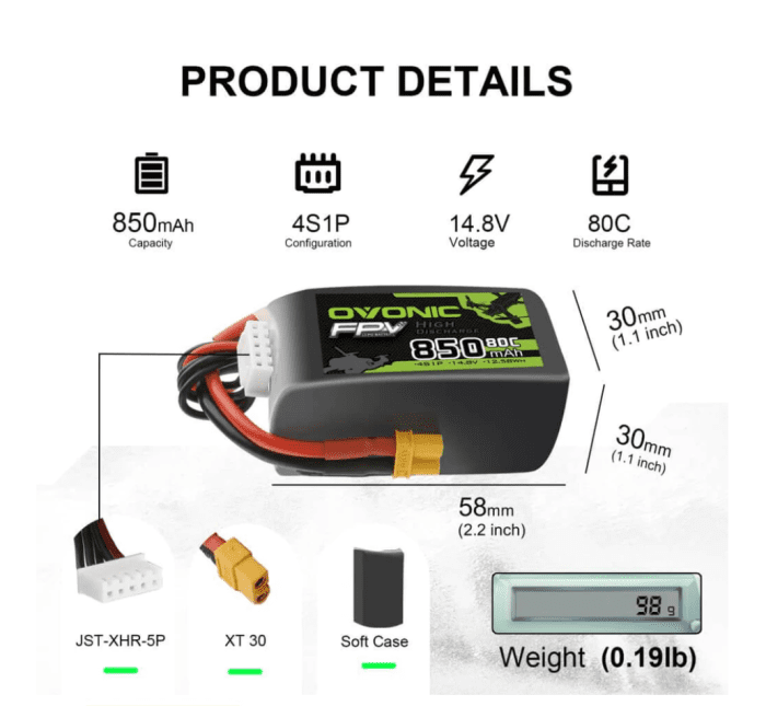 Ovonic 14.8V 850mAh 80C