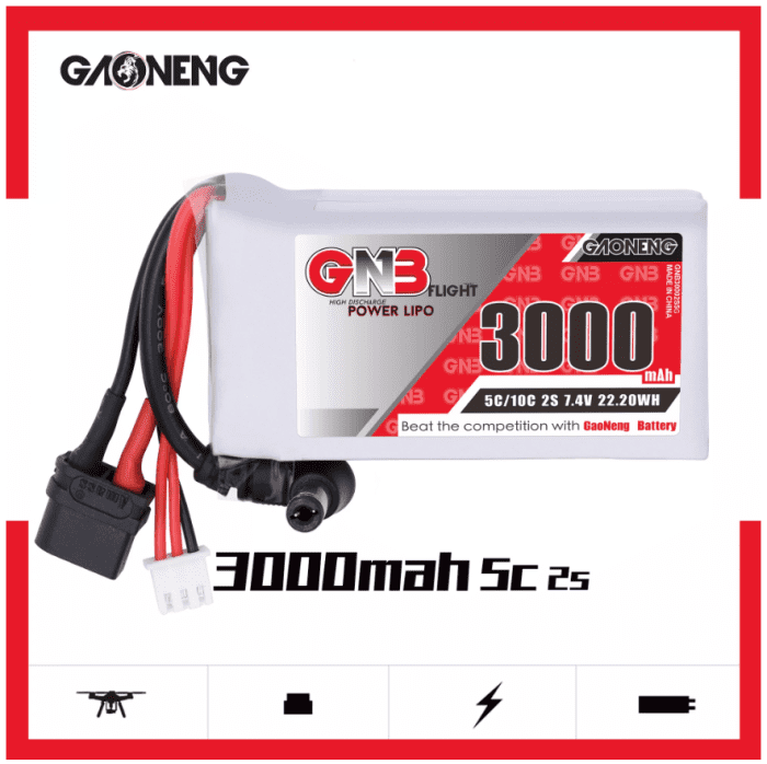 GAONENG-GNB-2S-7.4V-3000mAh-5C-LiPo-Battery-DC5.5-XT60-for-Fat-Shark-HDO-DJI-Goggle