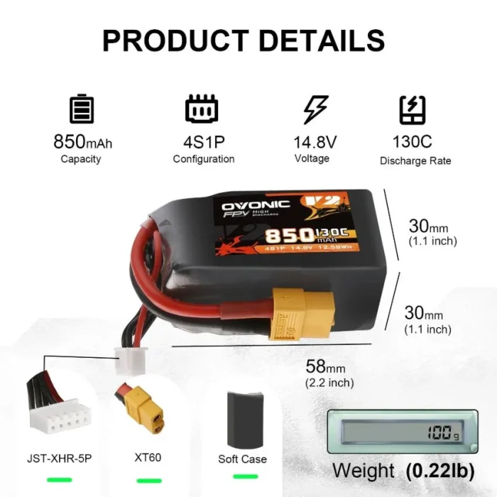 Batería Ovonic 4S 850mAh 130C Bateria-Ovonic-4S-850mAh-130C