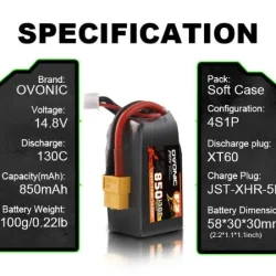 Batería Ovonic 4S 850mAh 130C 2 Batería-Ovonic-4S-850mAh-130C