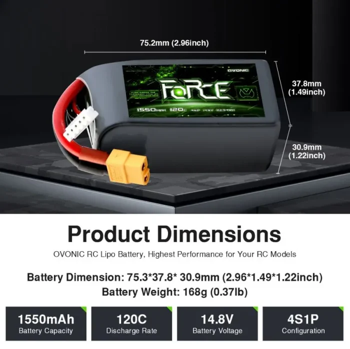 Batería Ovonic Force 4S 1550mAh 120C Bateria-Ovonic-Force-4S-1550mAh-120C
